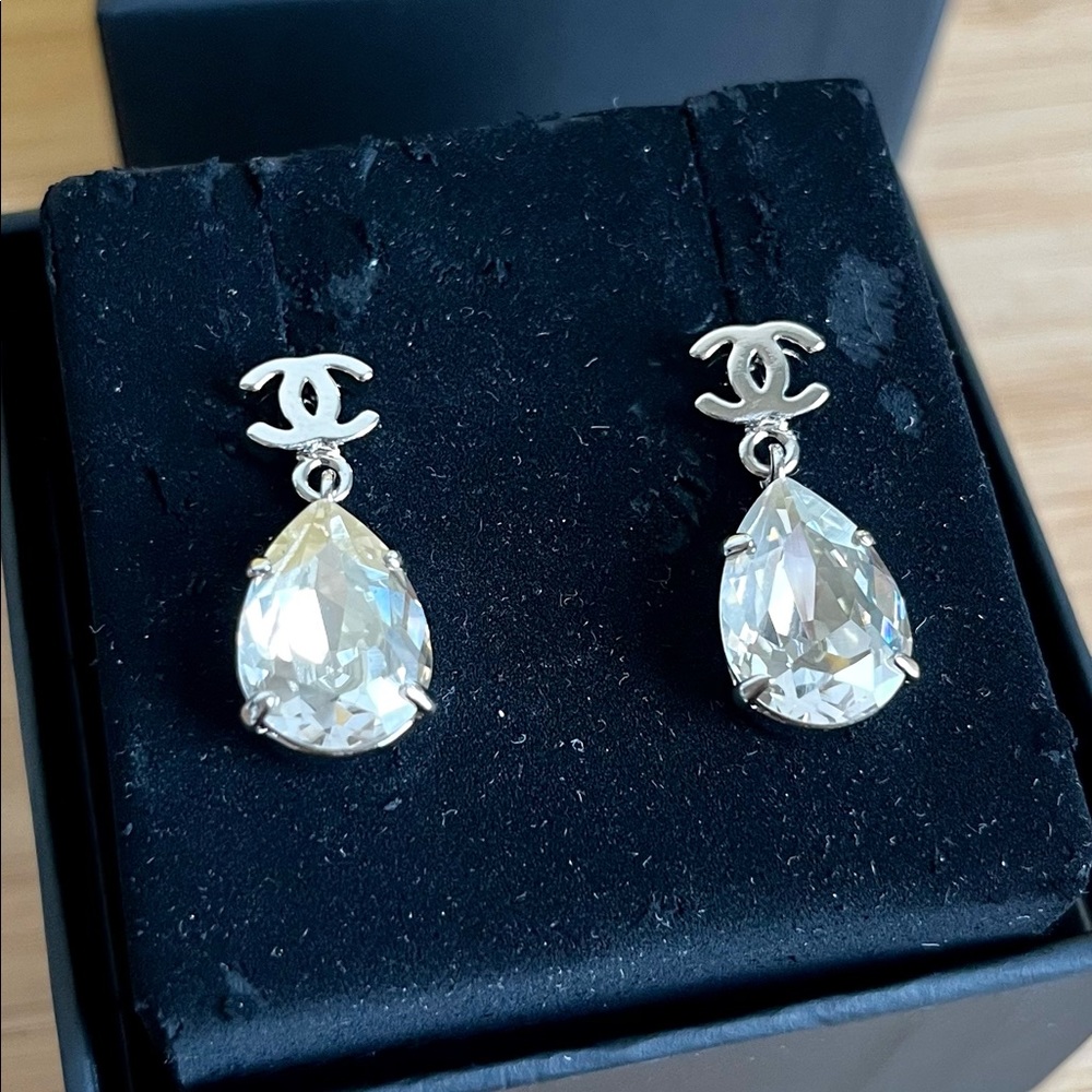 Authentic Chanel Teardrop Dangle Earrings